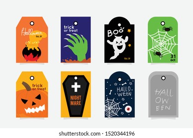 Illustration Colorful Vector set of Halloween labels or cards