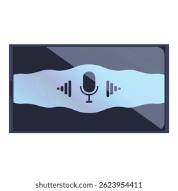 Illustration of a colorful voice recognition interface with a central microphone icon