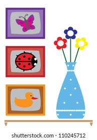 Illustration of colorful wall sticker elements