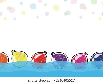 Illustration von vielen bunten Wasserballons im Wasser