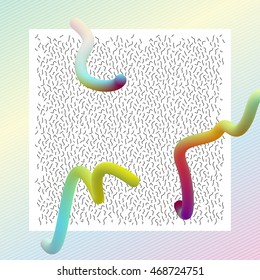 Illustration of colorful wavy worms. Elements of design with trendy motives.