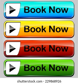 illustration of colorful web buttons set for book now