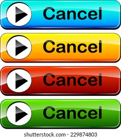 illustration of colorful web buttons set for cancel