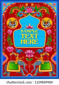 illustration of colorful Welcome banner in truck art kitsch style of India