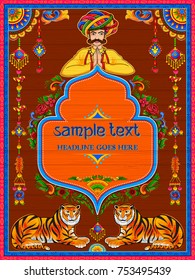 Illustration Of Colorful Welcome Banner In Truck Art Kitsch Style Of India