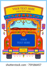 Illustration Of Colorful Welcome Banner In Truck Art Kitsch Style Of India