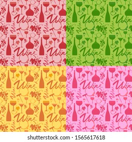 illustration of the colorful wine seamless patterns