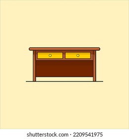 Illustration of colorful wooden table for children's book. Simple table flat vector design.