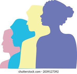Illustration colorfull people collection, pink, blue, purple and yellow