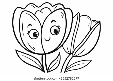 an illustration for a coloring book -Tulip