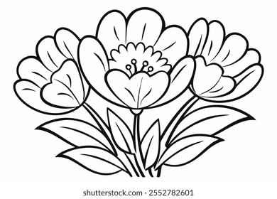 an illustration for a coloring book -Tulip