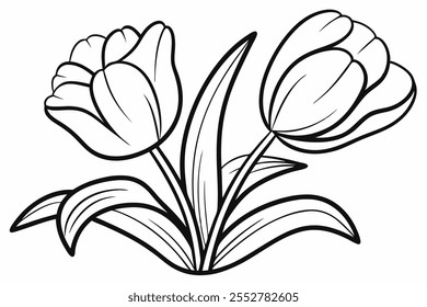 an illustration for a coloring book -Tulip