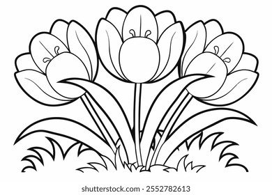 an illustration for a coloring book -Tulip