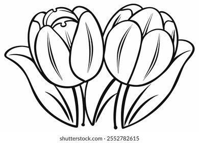 an illustration for a coloring book -Tulip