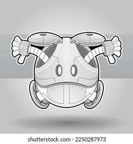 Illustration coloring page picture Futuristic robot constructor flat Cartoon android character design