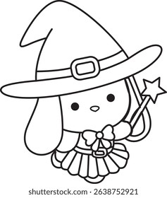 Illustration of coloring pages by cute bunny costume icon.
outline of baby bunny wearing a witch costume
