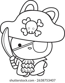Illustration of coloring pages by cute bunny costume icon.
outline of baby bunny wearing a pirates costume