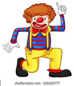 Illustration of a coloured drawing of a clown on a white background 