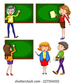 Illustration of a coloured drawing of teachers on a white background 
