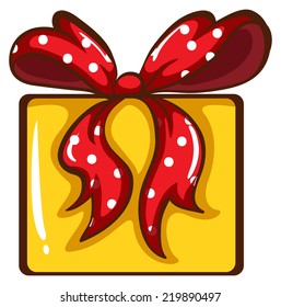 Illustration of a coloured sketch of a Christmas gift on a white background 