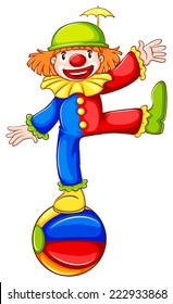 Illustration of coloured sketch of a clown a on a white background 