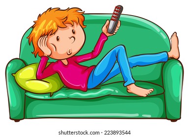 Illustration of a coloured sketch of a lazy boy on a white background  