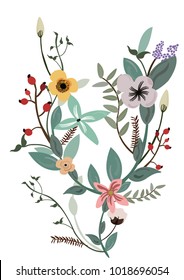Illustration of colourful flowers on a white background