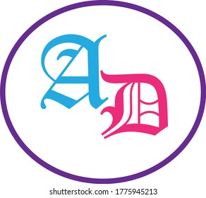 illustration of colourful initial letter AD in a circle logo vector