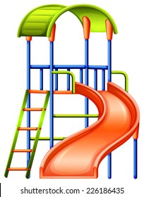 Illustration of a colourful slide at the park on a white background 