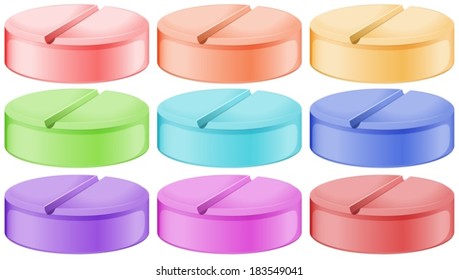 Illustration of the colourful tablets on a white background svg