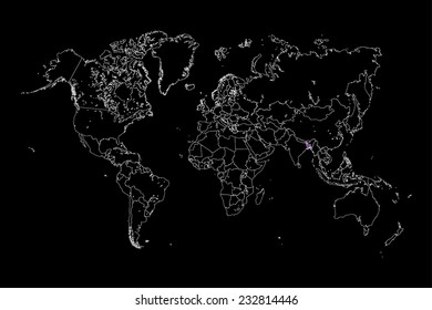 An Illustration of a colourfully filled outline of  Bangladesh
