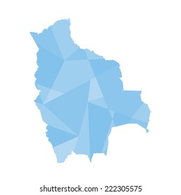 An Illustration of a colourfully filled outline of Bolivia