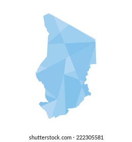 An Illustration of a colourfully filled outline of Chad
