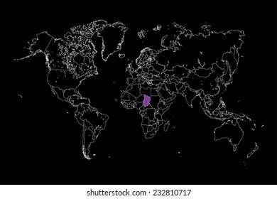 An Illustration of a colourfully filled outline of  Chad