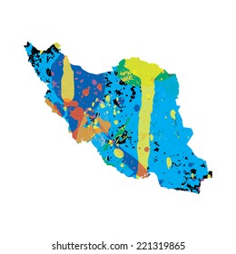 An Illustration of a colourfully filled outline of Iran