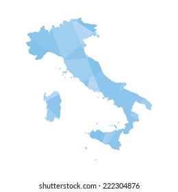 An Illustration of a colourfully filled outline of Italy