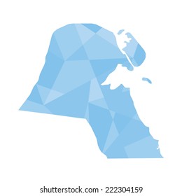 An Illustration of a colourfully filled outline of Kuwait
