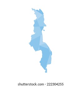 An Illustration of a colourfully filled outline of Malawi