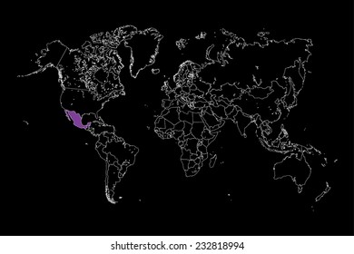 An Illustration of a colourfully filled outline of  Mexico