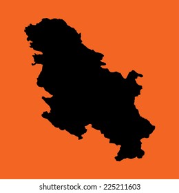 An Illustration of a colourfully filled outline of  Serbia