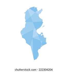 An Illustration of a colourfully filled outline of Tunisia