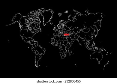 An Illustration of a colourfully filled outline of  Turkey
