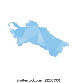 An Illustration of a colourfully filled outline of Turkmenistan