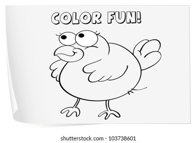 Illustration of a colouring worksheet (bird)