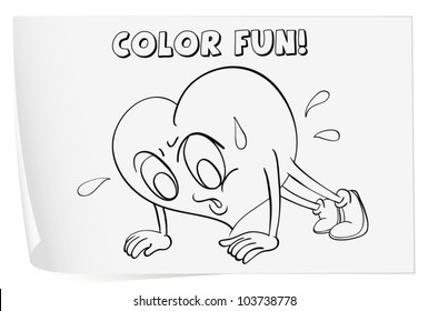 Illustration of a colouring worksheet (heart)