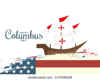 Illustration Of Columbus Day Background.