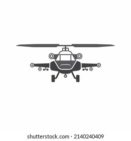 ilustración de helicóptero de combate, arte vectorial.