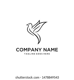 Illustration combination of beautiful birds and leaves on its wings logo design