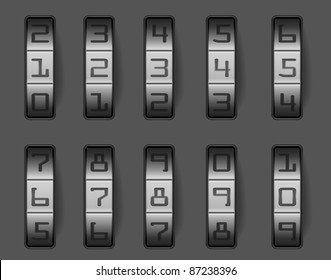 illustration of a combination lock with different numbers, eps 8 vector