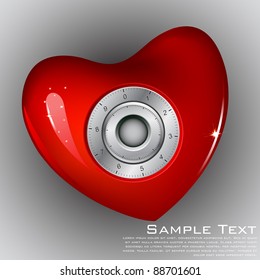 illustration of combination lock on heart on abstract background